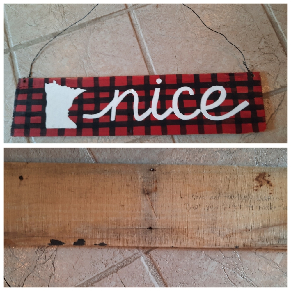 Handpainted Minnesota Nice wood sign buffalo check